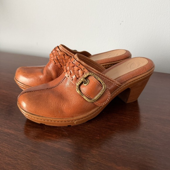 Nurture Brown Leather Clogs Braided Leather Buckle Womens Slip on Size 7.5 - Picture 3 of 14